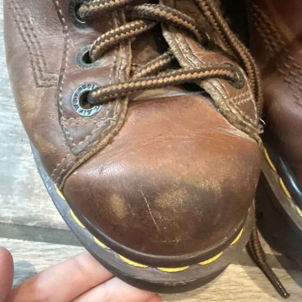 Vintage Dr Martens Brown Leather Boots Size 5 Made in England Lace Up